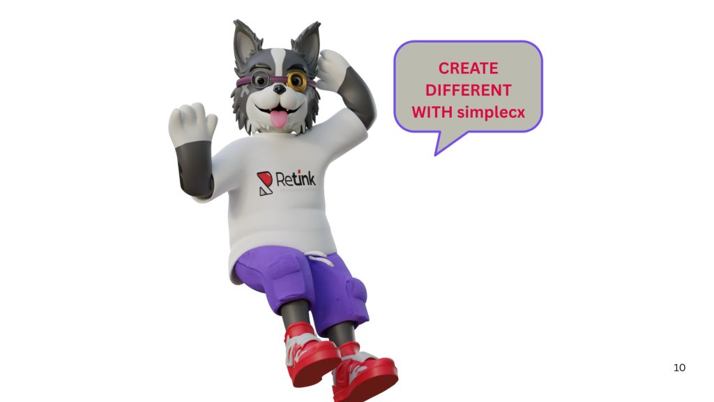 Why simplecx Is the Future of Multimodal AI Content Tools for Entrepreneurs 1 Illustration of ria, the simplecx AI assistant, inside a speech bubble saying “create different with simplecx” in bold playful text, symbolising simple and fun content creation.