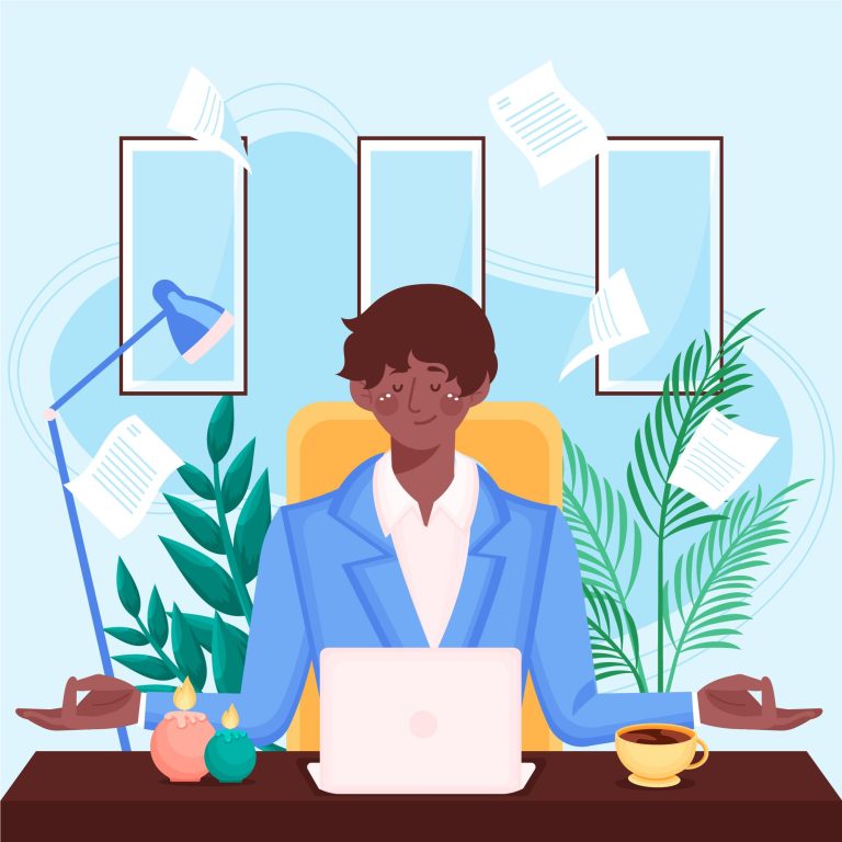 Why simplecx Is the Future of Multimodal AI Content Tools for Entrepreneurs 3 Illustration of an overwhelmed entrepreneur surrounded by unfinished tasks and multiple screens, representing content creation struggles
