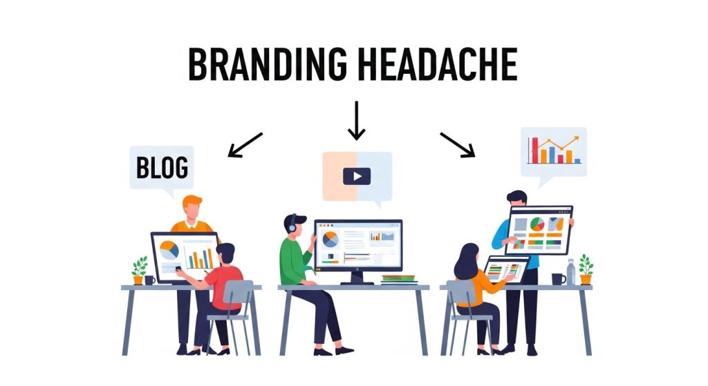 Marketing team struggling to align blog, video, and graphics into one consistent brand voice.